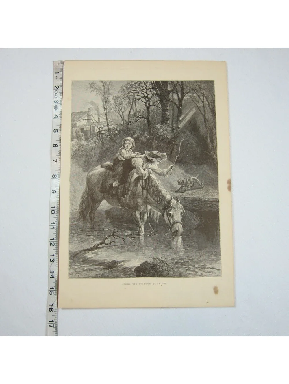 Antique 1874 Wood Engraving Print Coming From the Forge John S. Davis The Aldine